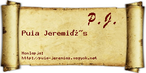 Puia Jeremiás névjegykártya